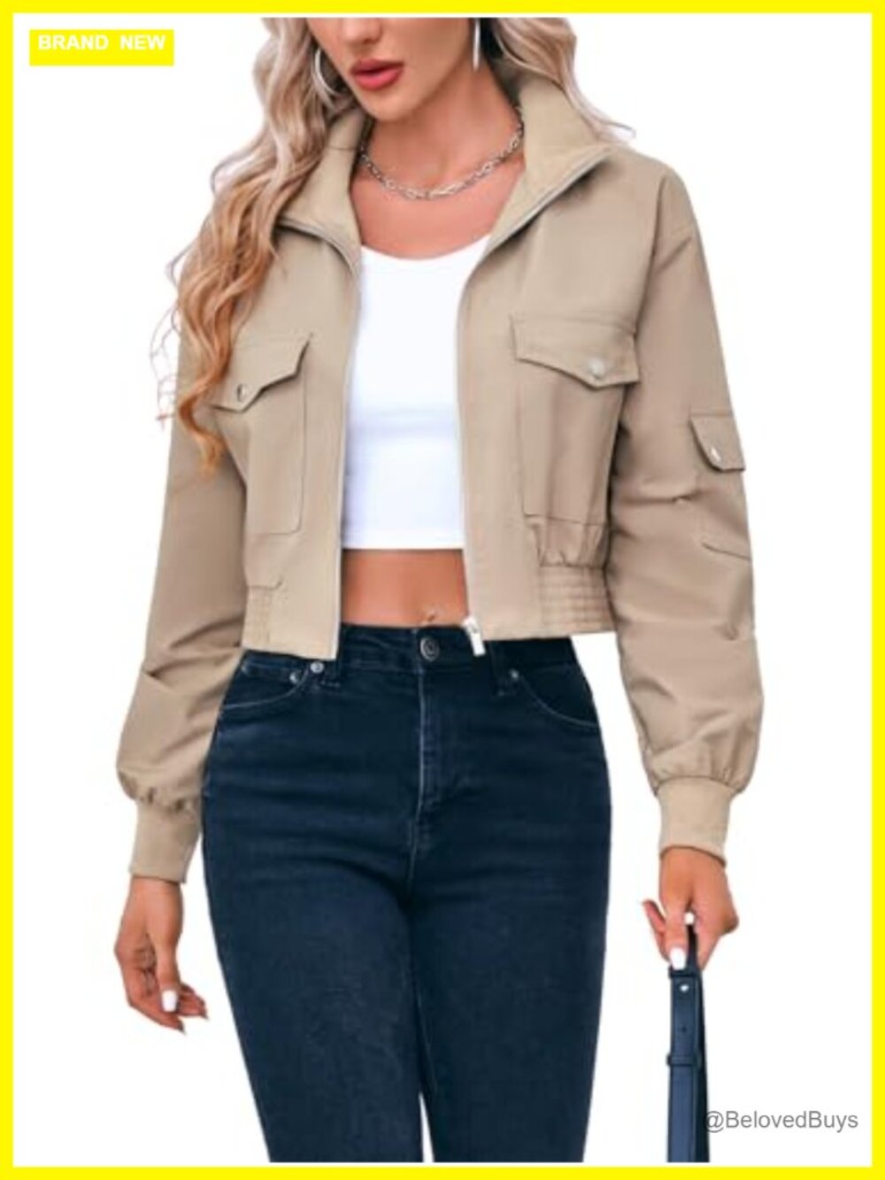 Women's Cropped Bomber Jacket Lightweight Zip Up Short Coat